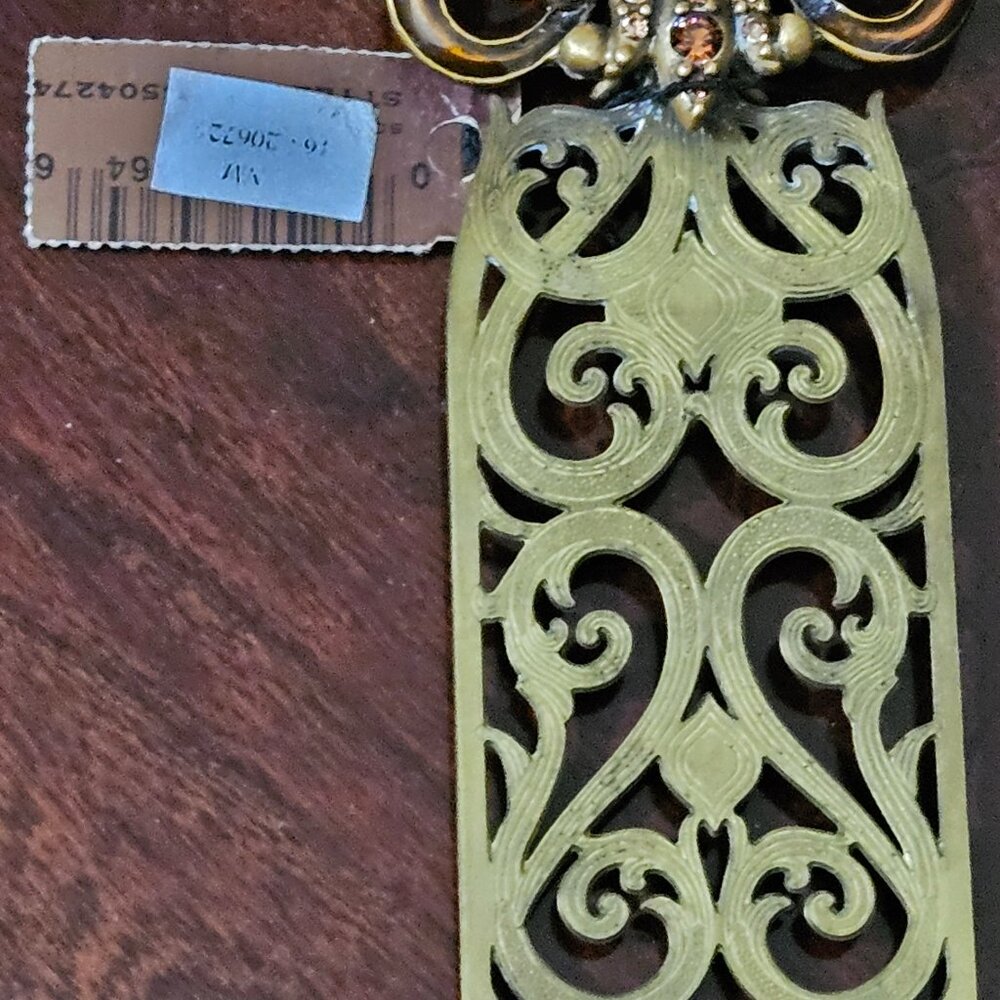 RARE LUXURY JAY STRONGWATER TOPAZ FLEUR DE LIS BOOKMARK DESK ENAMEL CRYSTAL - Picture 3 of 12